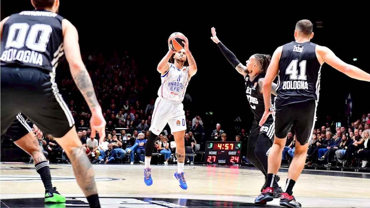 Cordinier et la Virtus battus par l’Anadolu Efes de Poirier et Beaubois