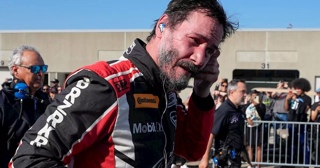 Keanu Reeves debuts as pro auto racer at Indianapolis Motor Speedway, spins out