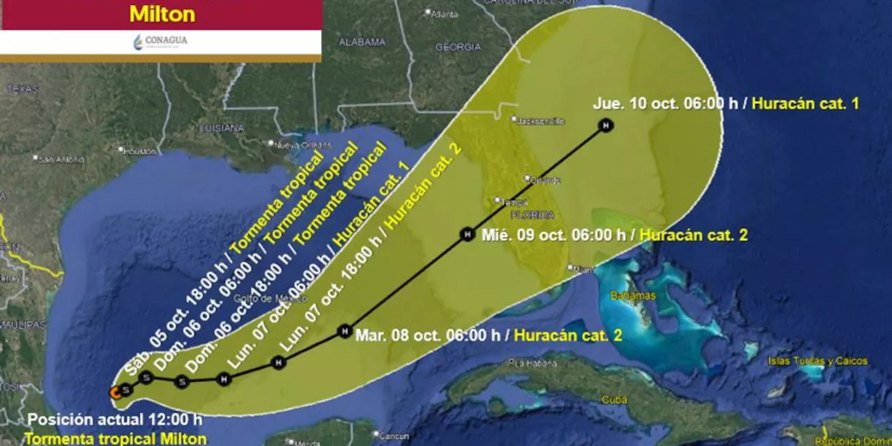 Depresión tropical Catorce se intensifica a tormenta tropical Milton; se prevé lluvia en estos 6 estados