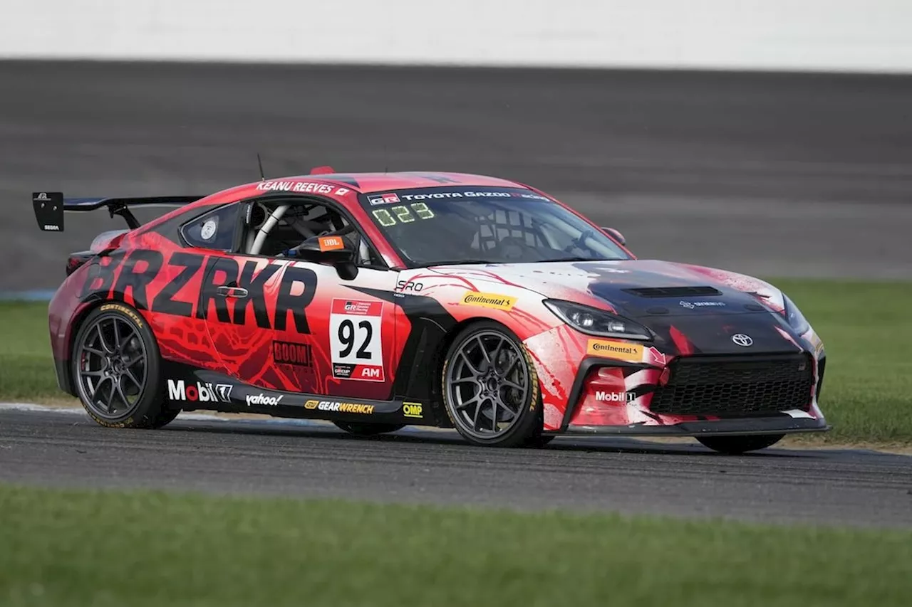 Keanu Reeves crashes at Indianapolis Motor Speedway in pro auto racing debut