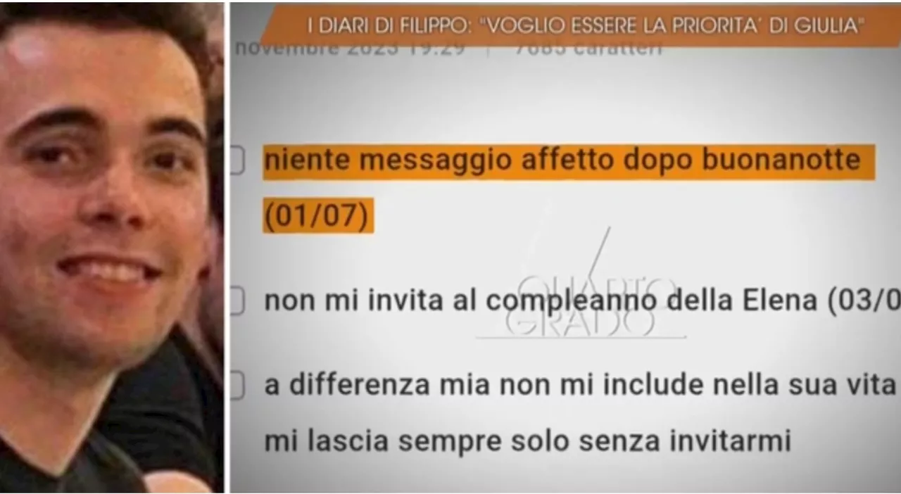 Turetta, il diario inquietante su Giulia Cecchettin intitolato Cambi nel comportamento: «Mi lascia solo»