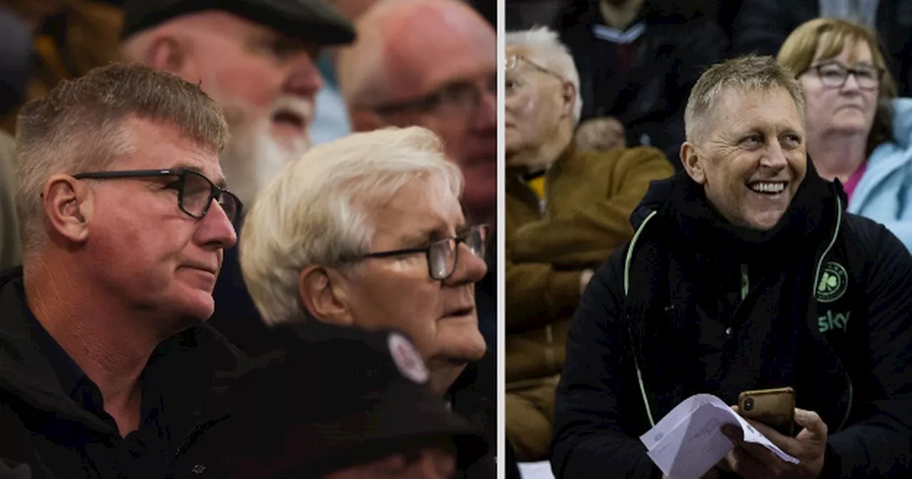 Kenny, Hallgrimsson and O'Shea sit awkwardly close to each other at FAI cup game