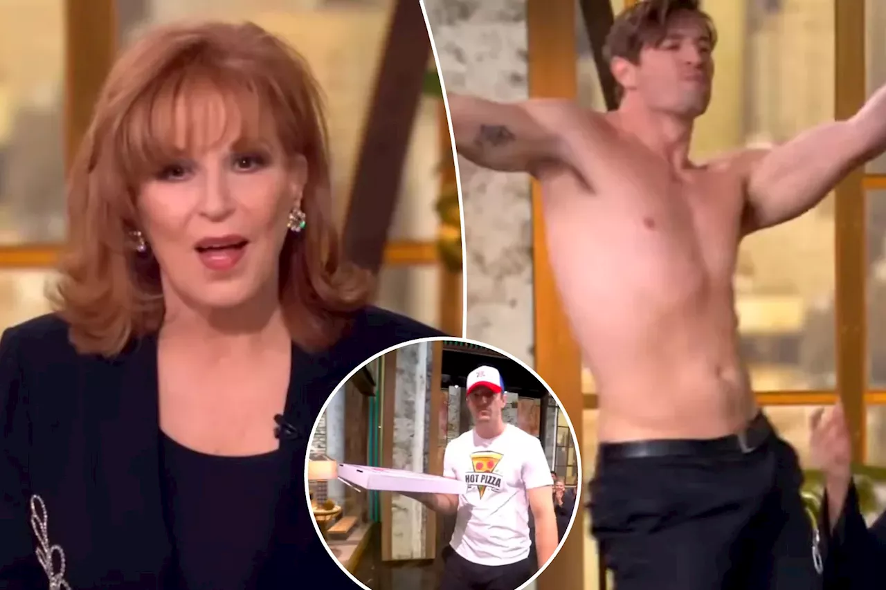 Joy Behar blushes as she's surprised with a male stripper on ‘The View': 'Where's my pizza?'