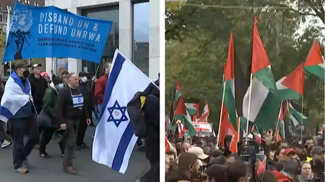 Pro-israelische und pro-palästinensische Demonstrationen ziehen durch Berlin