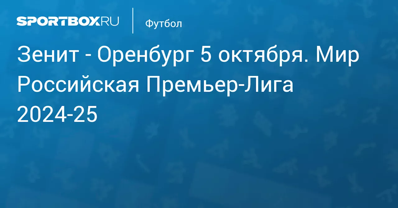 Оренбург 5 октября. Мир Российская Премьер-Лига 2024-25. Протокол матча