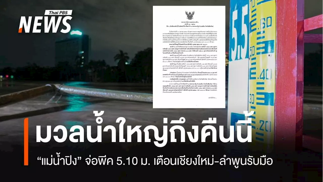 6 ต.ค. 'แม่น้ำปิง' สูงอีกรอบ 'เชียงใหม่-ลำพูน' รับมวลน้ำก้อนใหญ่