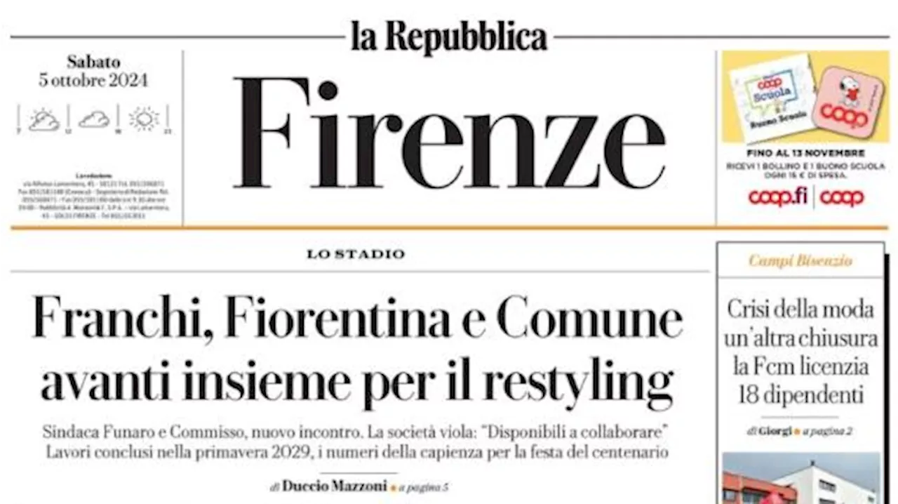 La Repubblica-Firenze: 'Franchi, Fiorentina e Comune avanti insieme per il restyling'