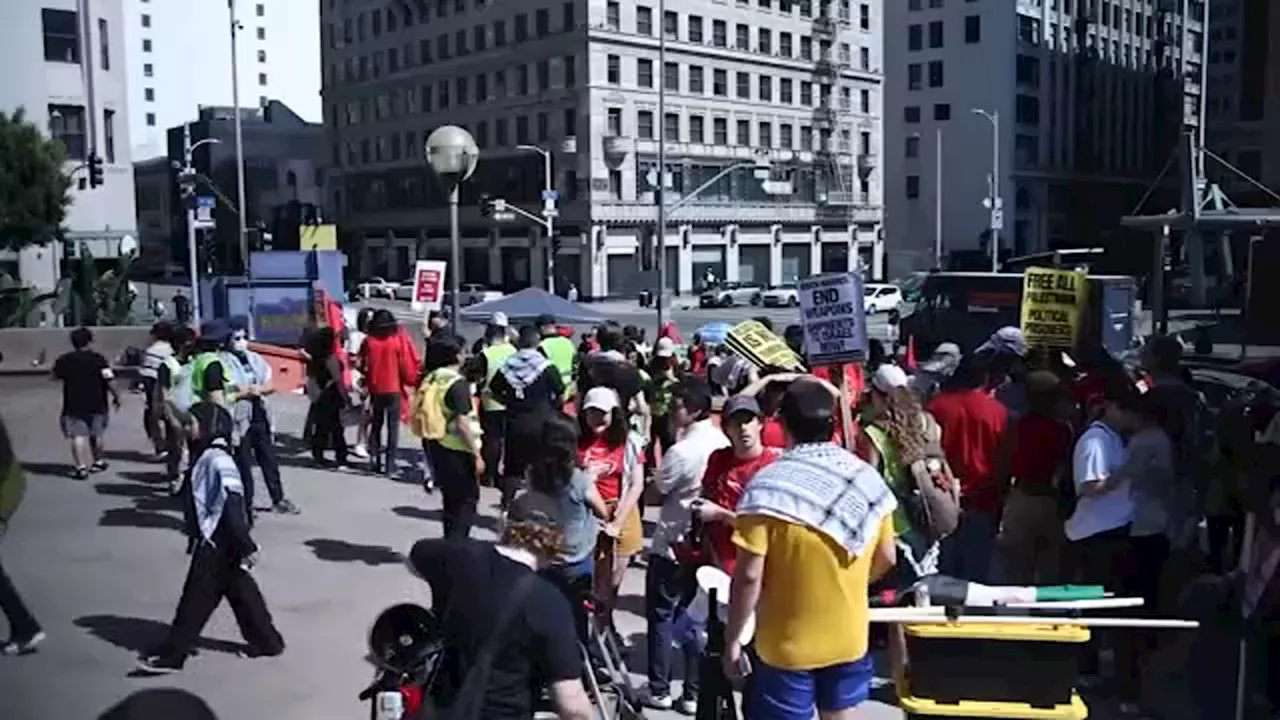 Pro-Palestinian rally held in downtown LA as Oct. 7 anniversary nears