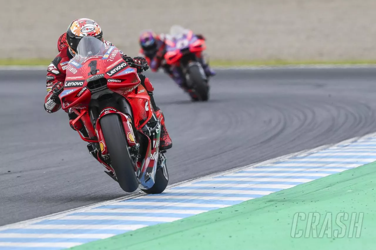 Japanese MotoGP: Bagnaia beats Martin and Marquez, Acosta crashes again