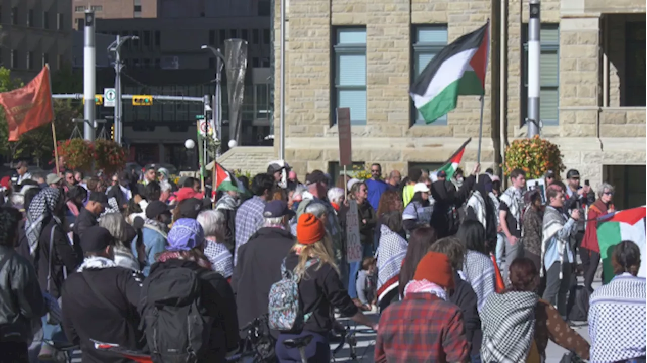 Pro-Palestinian rally held at Calgary City Hall