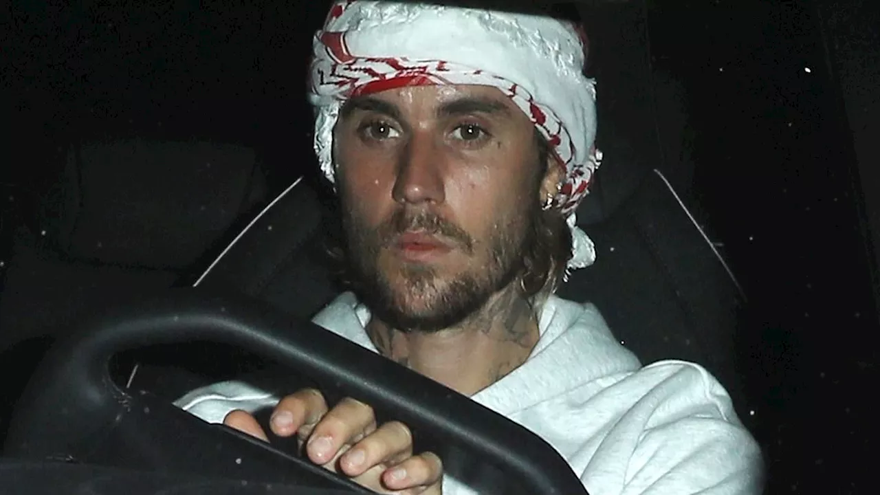 Justin Bieber appears to don a keffiyeh behind the wheel of his Cybertruck after Chateau Marmont...