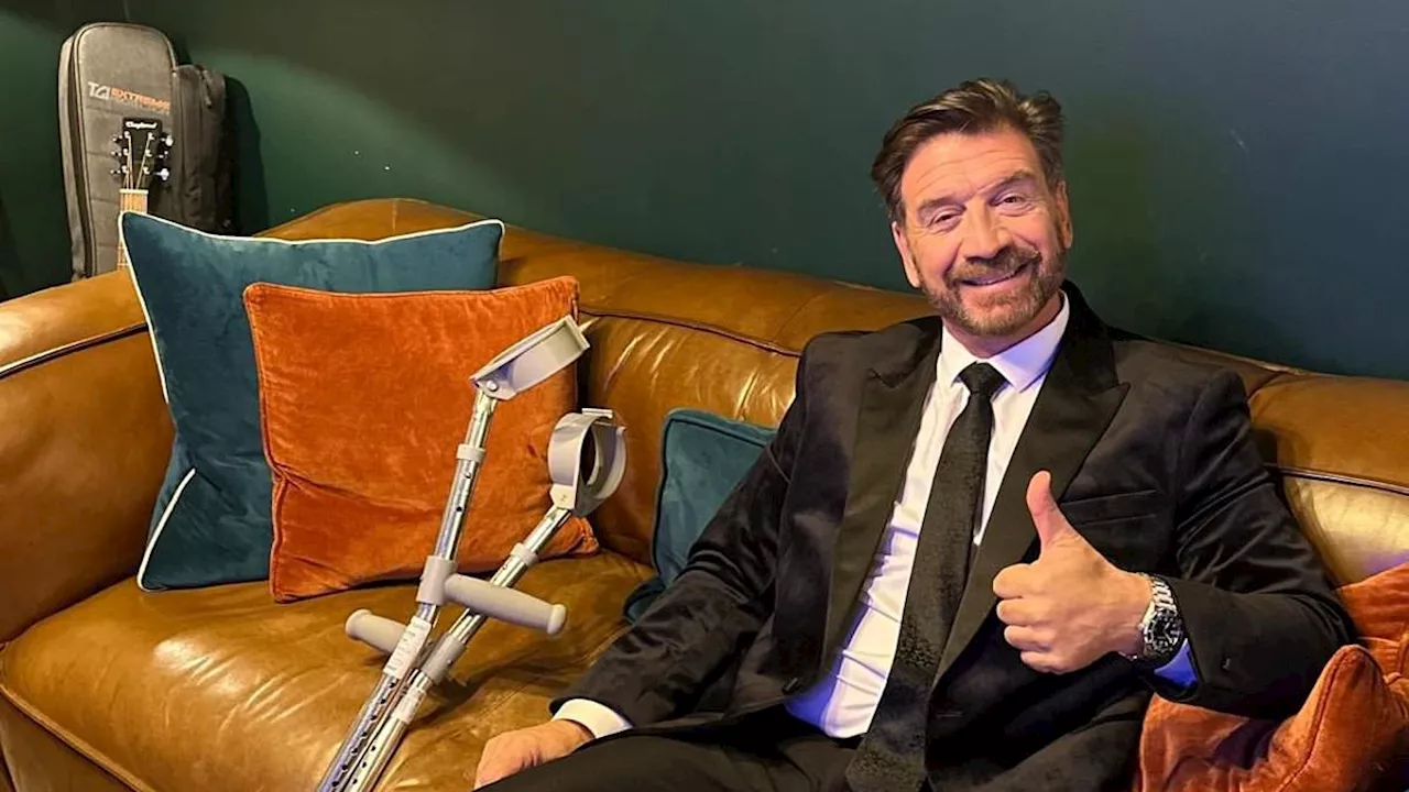 Nick Knowles watches Strictly Come Dancing on crutches as Tess Daly and Claudia Winkleman issue...