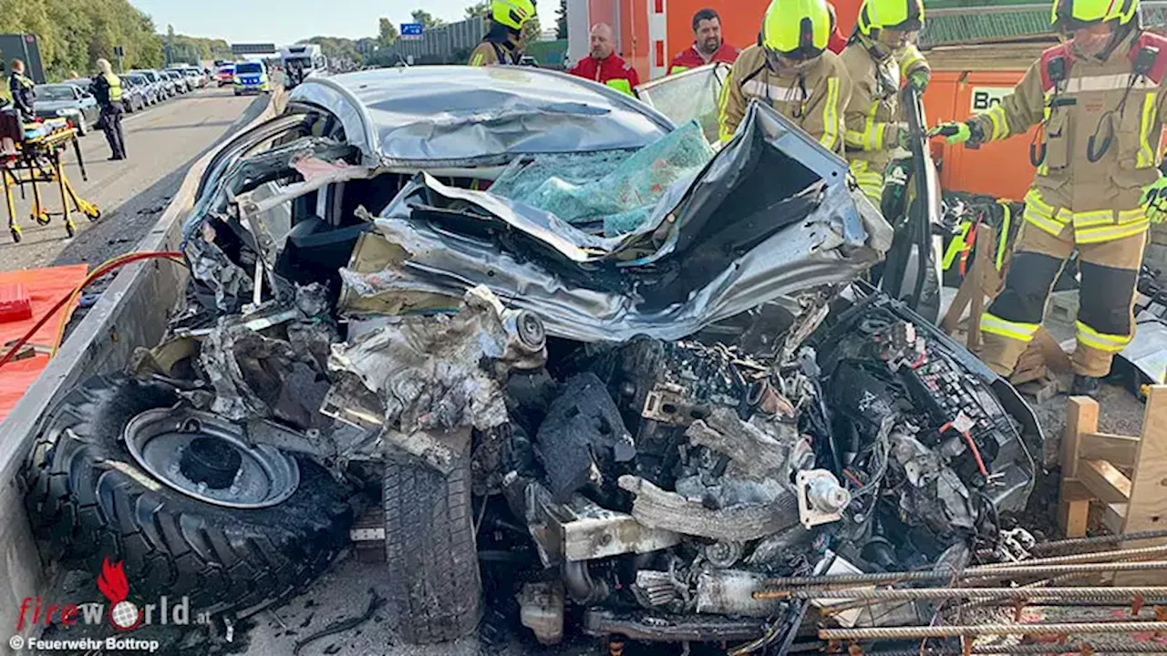 Eingeklemmter Patient nach Unfall auf der A2 bei Bottrop