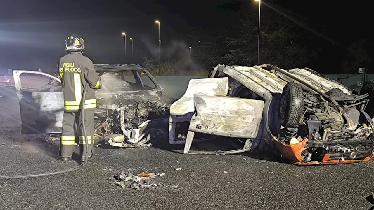 Schianto fra due auto sulla Torino-Milano tra Chivasso e Rondissone: un morto carbonizzato