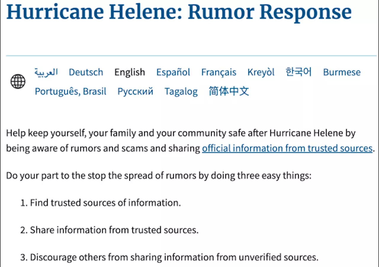 FEMA Establishes Hurricane Response ‘Rumor Control’ to Report ‘Misinformation’