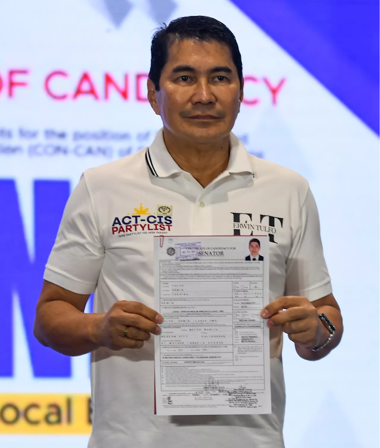 Erwin Tulfo Files COC For Senator In 2025 Elections