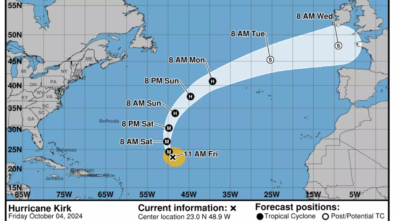 Hurricane Kirk path: Large swells could reach US East Coast by Sunday