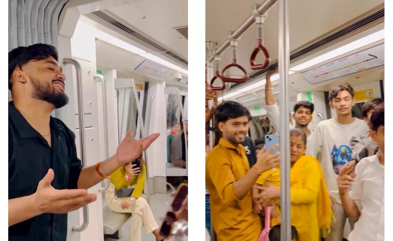 Delhi Metro में बना नवरात्रि का माहौल, लड़कों ने गिटार की धुन पर गाए माता रानी के गाने