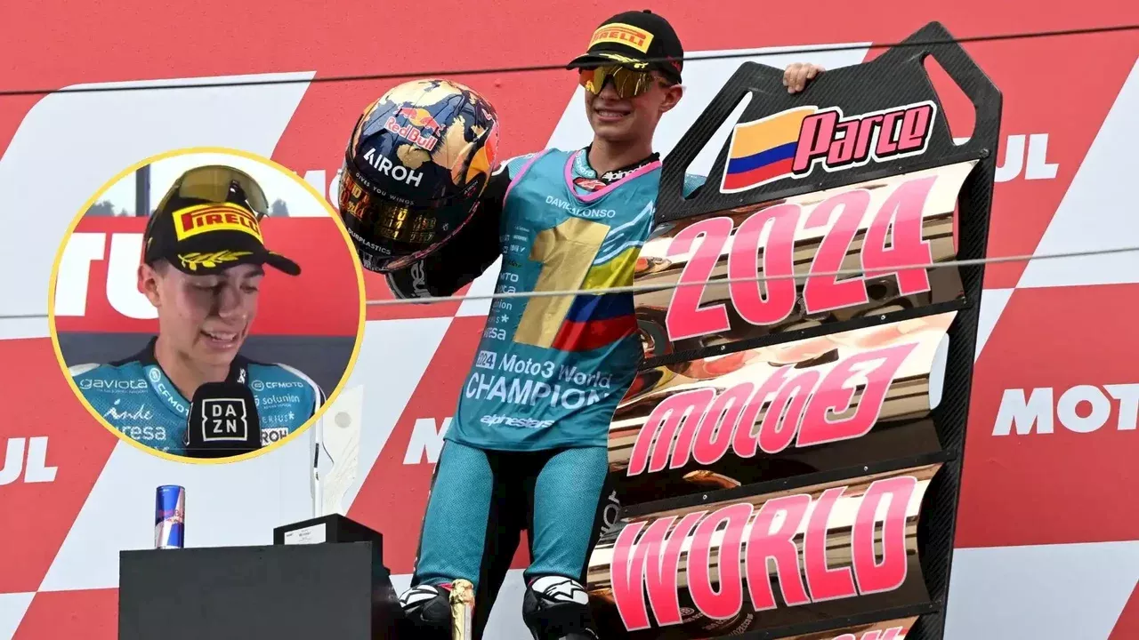 La conmovedora carta que leyó David Alonso tras título del Moto3: 'No podía dejar de llorar'