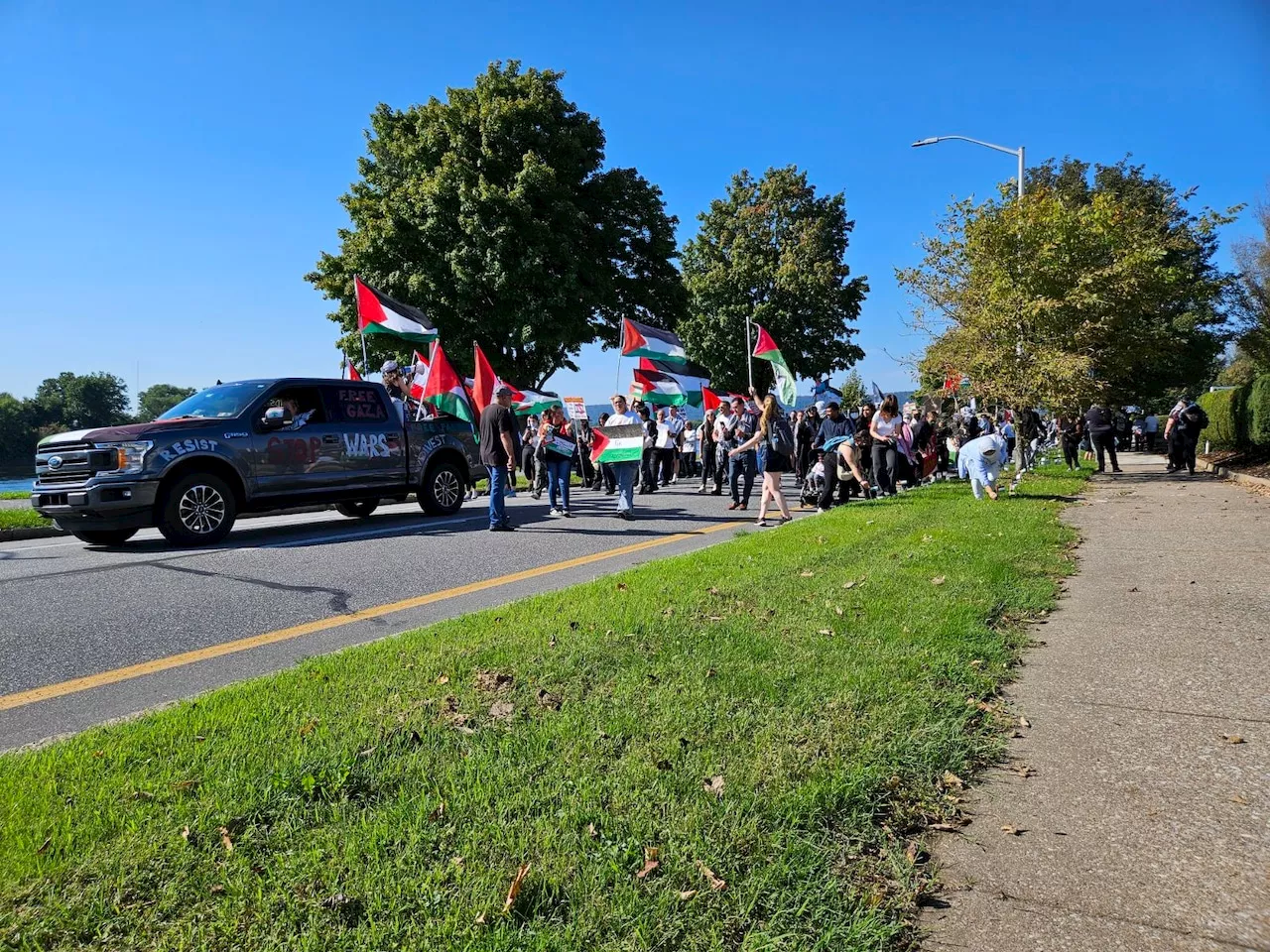 Pro-Palestinian marchers close down Harrisburg’s Front Street during march to Capitol