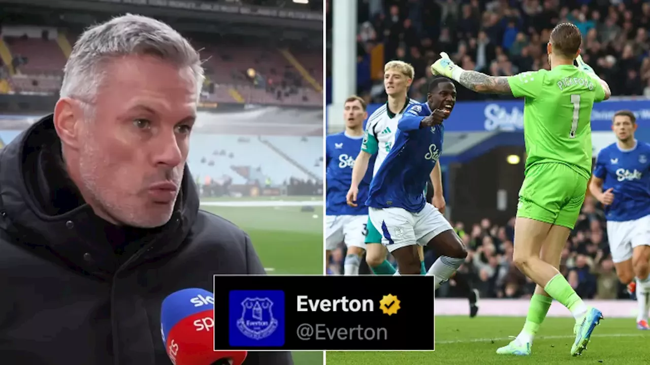 Liverpool legend Jamie Carragher responds to what Everton put on social media after Newcastle goalless draw