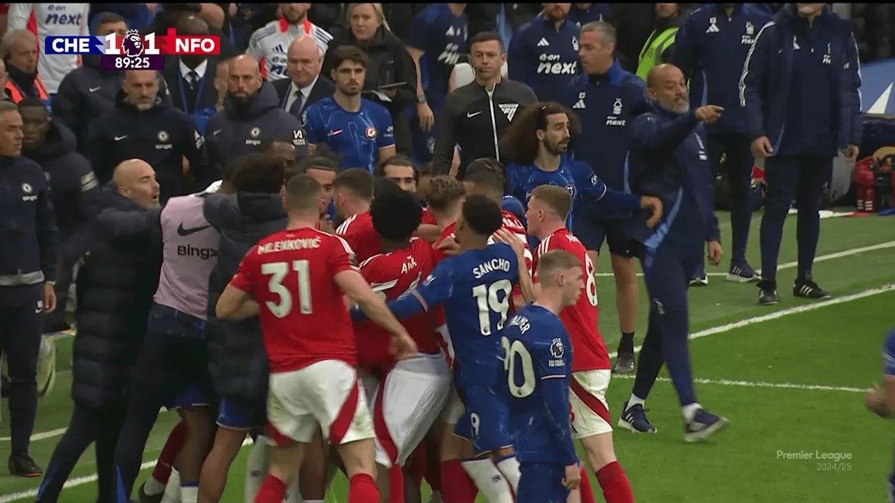 – Chelsea vs Nottingham Forest descends into chaos as players get into huge brawl...