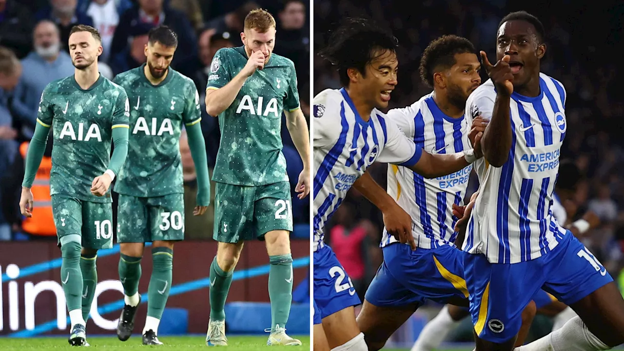 Brighton 3 Tottenham 2: Spurs capitulate and blow two-goal lead as ex-Arsenal star Welbeck scores extra...