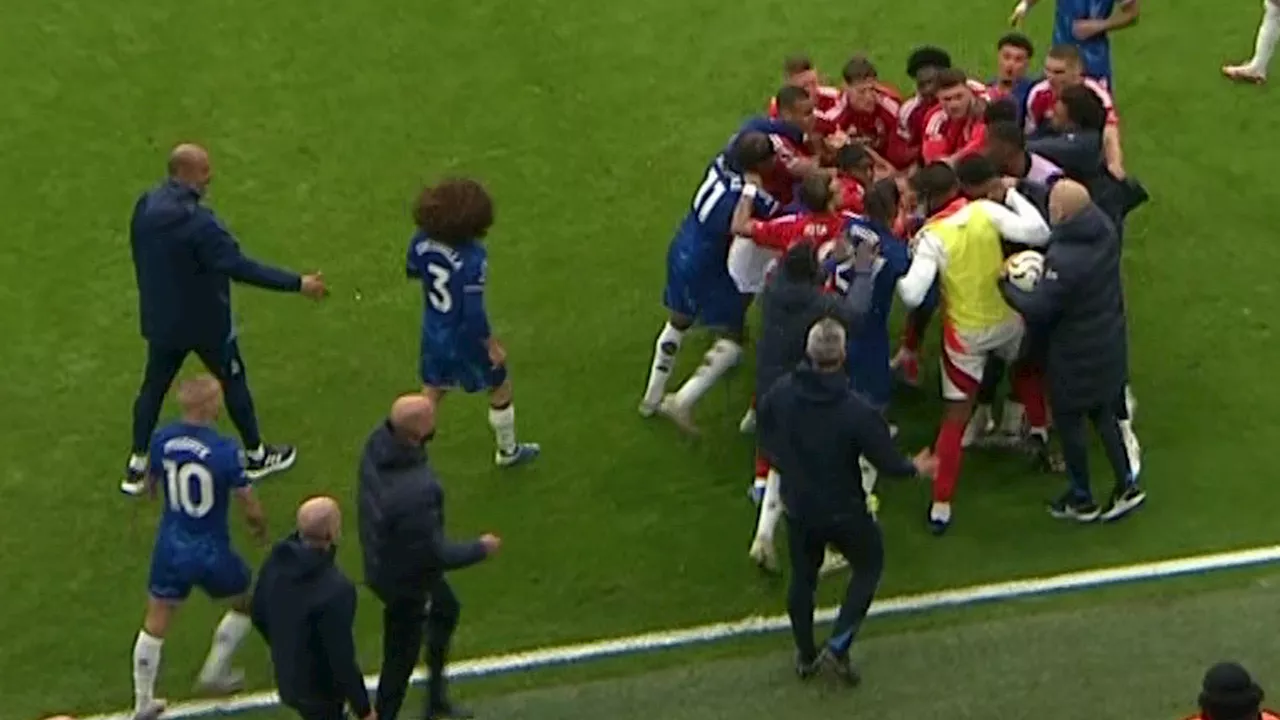 Chelsea vs Nottingham Forest descends into huge brawl as Marc Cucurella clatters into Enzo Maresca...