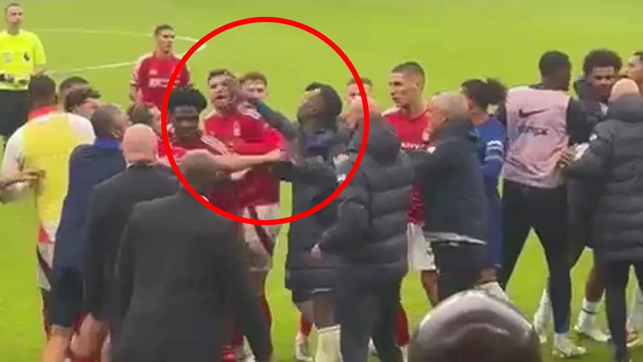 Shock new footage appears to show Chelsea star Nicolas Jackson SLAPPING Nottingham Forest rival in face...