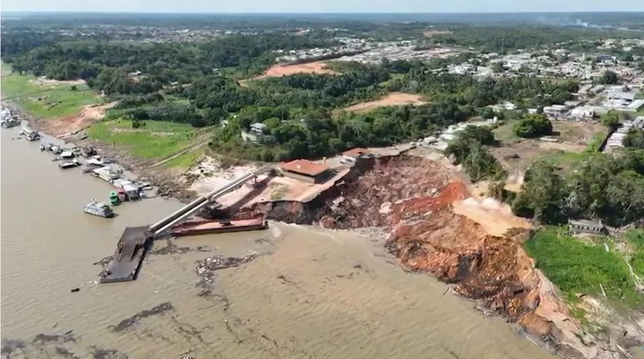 Deslizamento de terra atinge região do Rio Solimões no Amazonas; veja vídeo