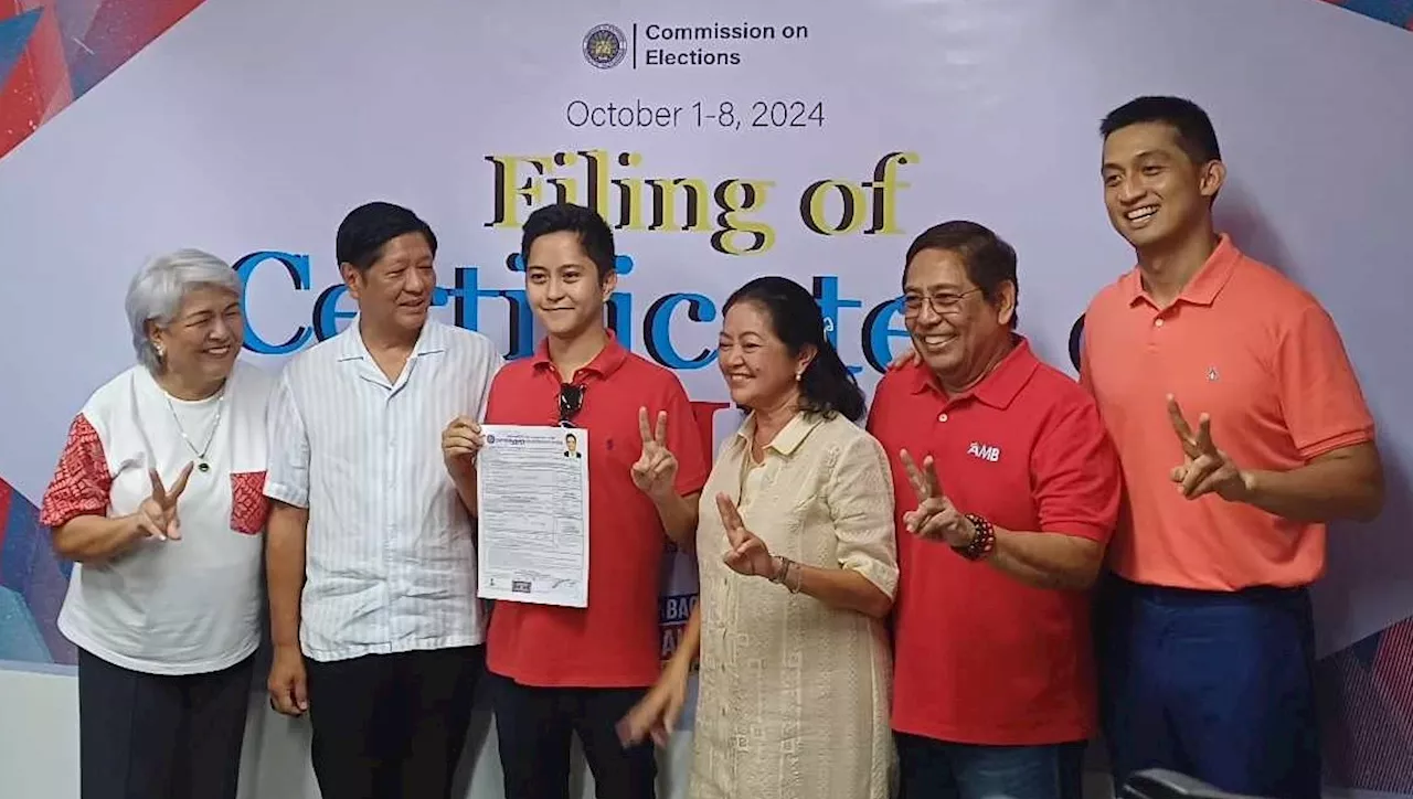 Bongbong, Liza accompany Sandro in filing COC for reelection