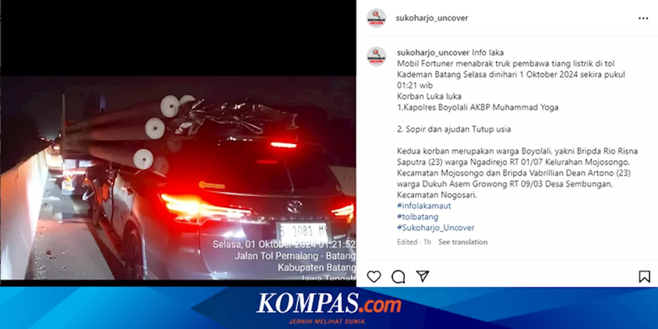 Kata Polda Jateng soal Kapolres Boyolali Meninggal Usai Kecelakaan di Tol Batang