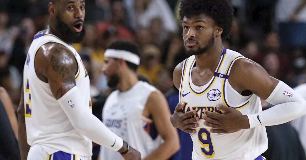 LeBron and Bronny James play together for first time in preseason game for the Lakers