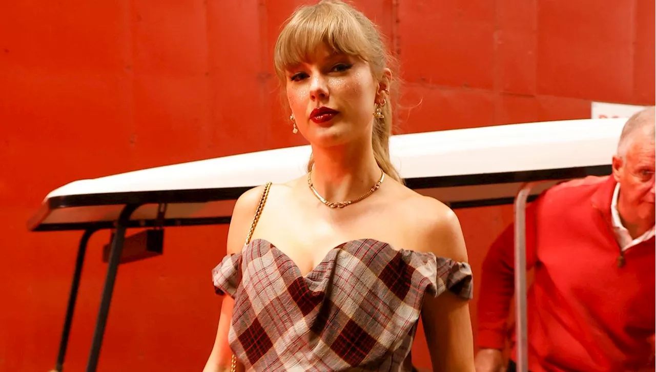 Taylor Swift Pairs a Classic Fall Plaid Dress With Sky-High Boots for the Chiefs vs. Saints Game