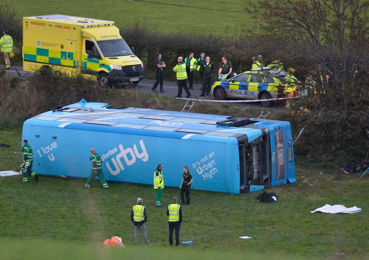 Four people hospitalised after school bus crashes in Co Down