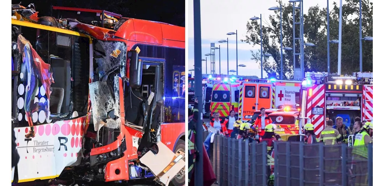 Busunfall in Regensburg: 50 Personen verletzt - Nibelungenbr&uuml;cke gesperrt