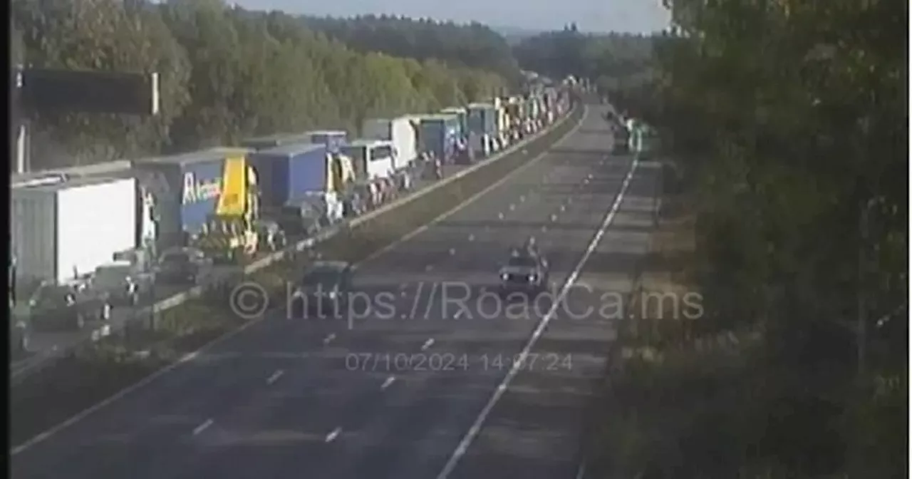 Live M1 junction 22 updates as traffic held following incident