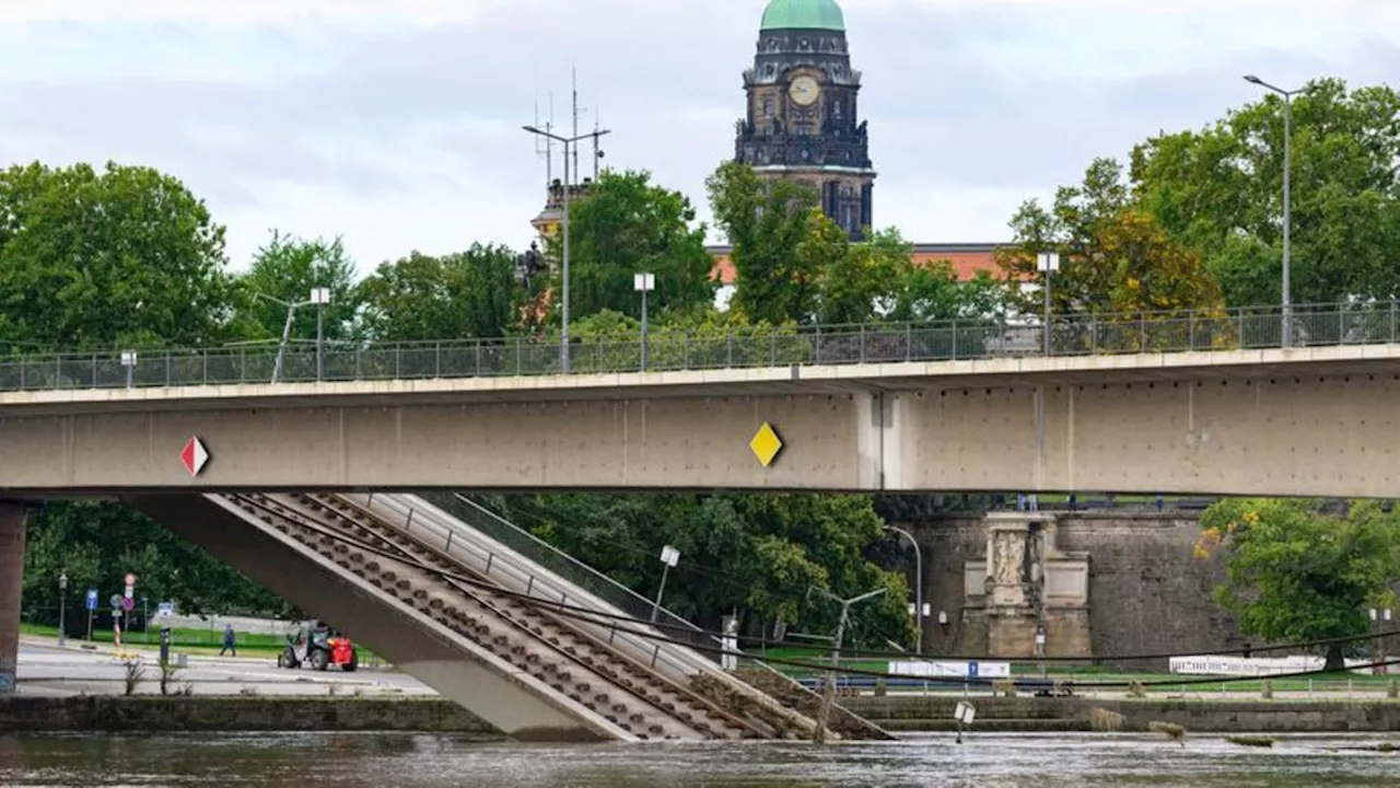 Eingestürzte Brücke: Abbrucharbeiten an Dresdner Carolabrücke wiederaufgenommen