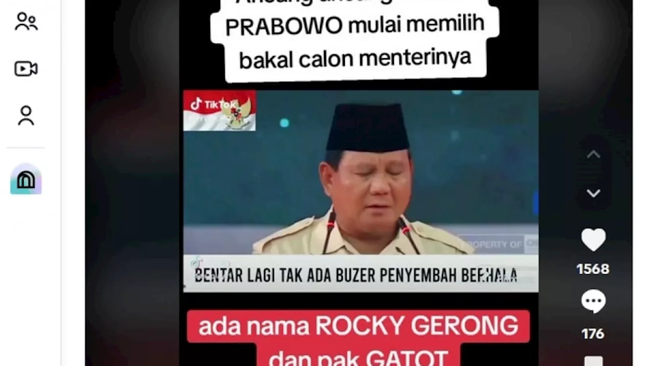 Cek Fakta: Ancang-ancang Kabinet Prabowo, Ada Nama Rocky Gerung dan Gatot Nurmantyo