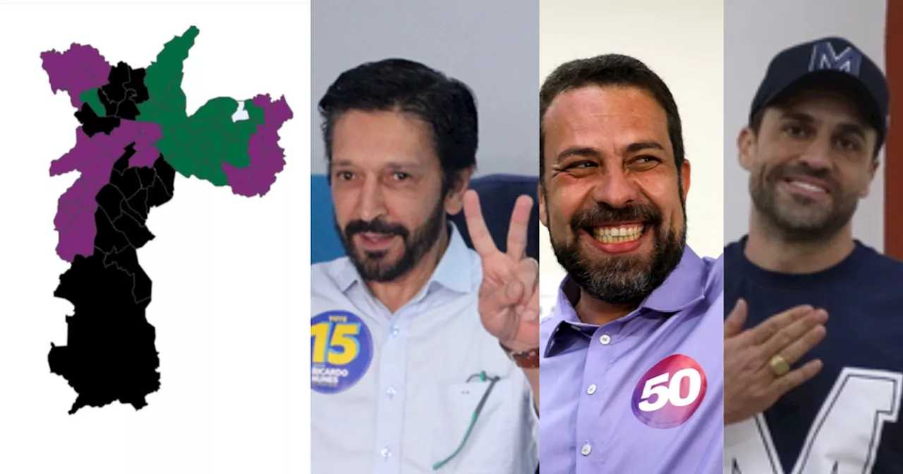 Nunes vence em 17 zonas eleitorais, Boulos em 20 e Marçal em outras 20; confira