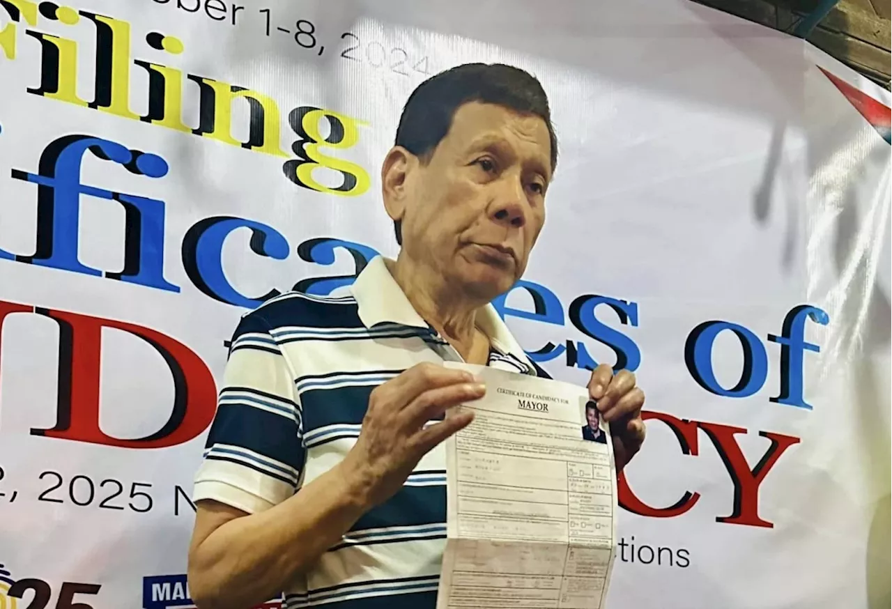 Former president Duterte files candidacy for Davao mayor