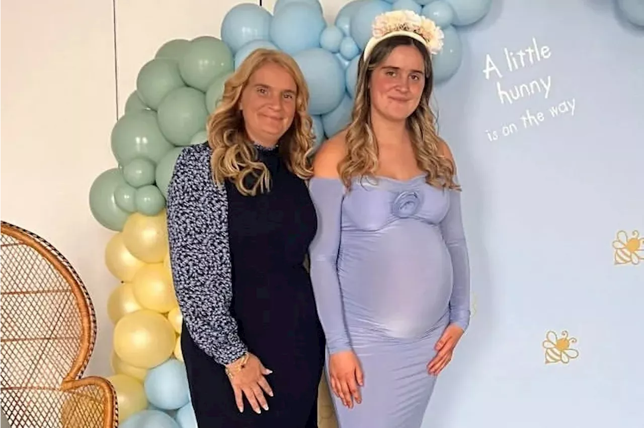 Katie Radford shows off growing bump in blue dress for baby shower, as mum-of-22 Sue has fun with the...