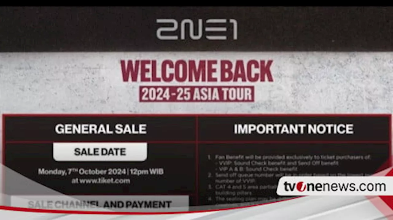 2NE1 Siap Hibur Semua Warga Indonesia di Jakarta pada Sabtu 23 November 2024, Ini Daftar Harganya