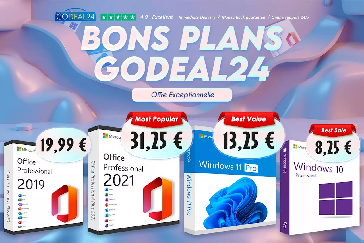 Doublez votre puissance avec Microsoft Office 2021 à vie et Windows 11 Pro en vente à partir de 10€ sur Godeal24