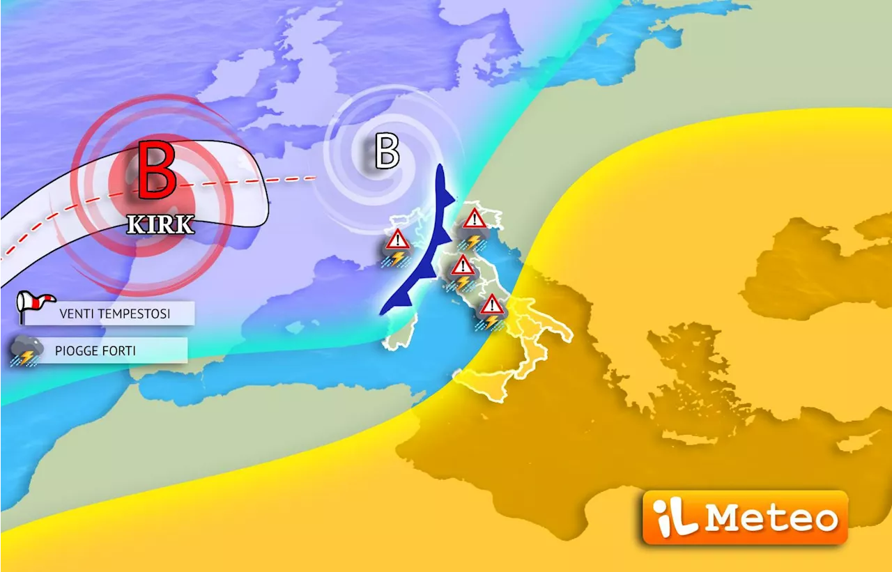 Uragano Kirk in arrivo sull’Italia, piogge torrenziali: previsioni meteo oggi e domani