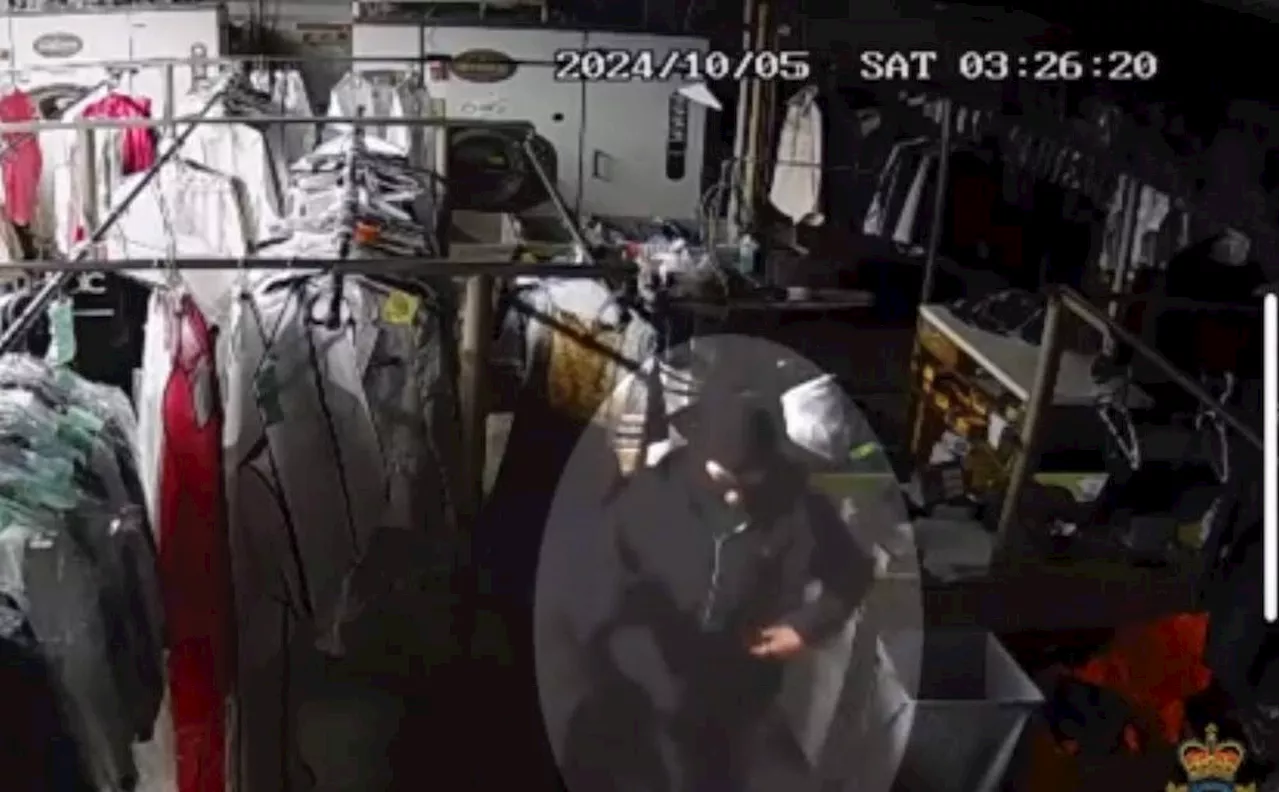 Watch: Thief steals firefighter uniforms from North Vancouver dry cleaner