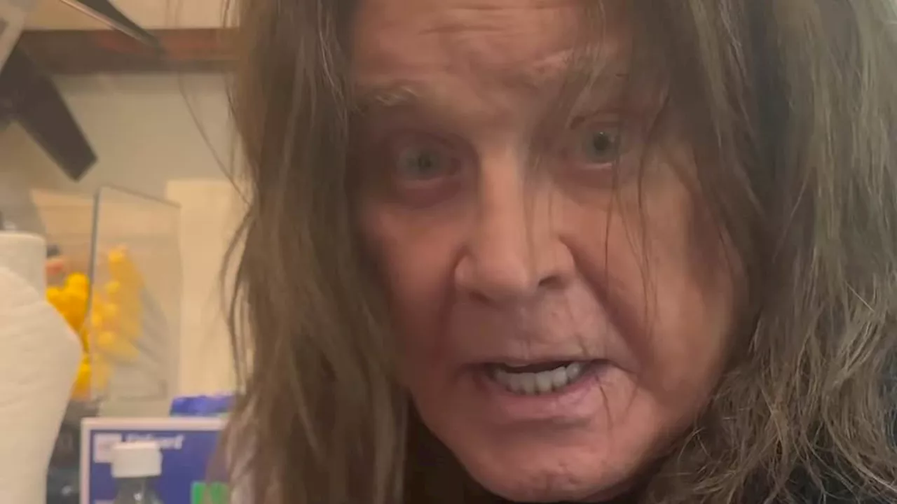 Ozzy Osbourne, 75, uses stretching band to prepare for an autograph signing session in heartbreaking...