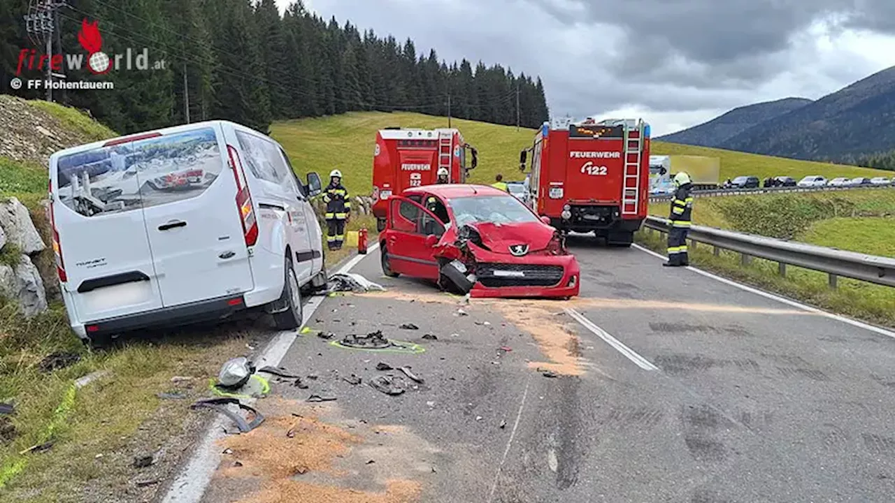 Stmk: Zwei Verletzte (46, 50) bei Kollision Pkw-Transporter zwischen Hohentauern und St. Johann am Tauern