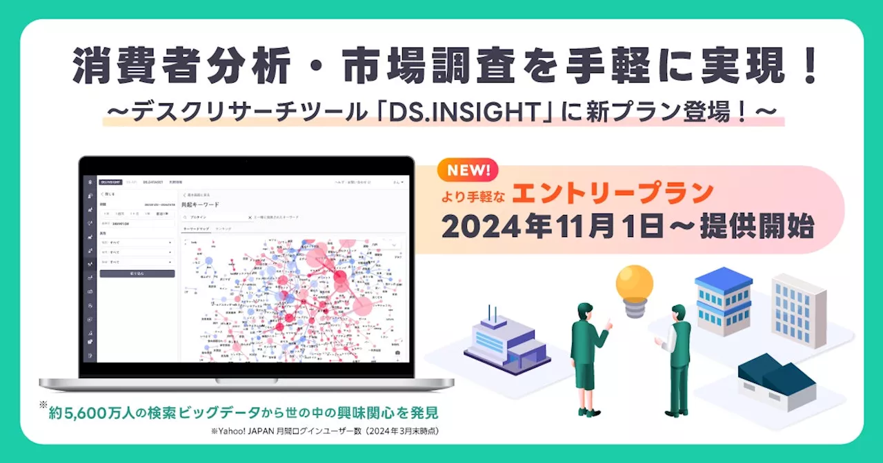 【ヤフー・データソリューション】デスクリサーチツール「DS.INSIGHT」に検索ビッグデータをさらに気軽に活用できる「エントリープラン」を追加