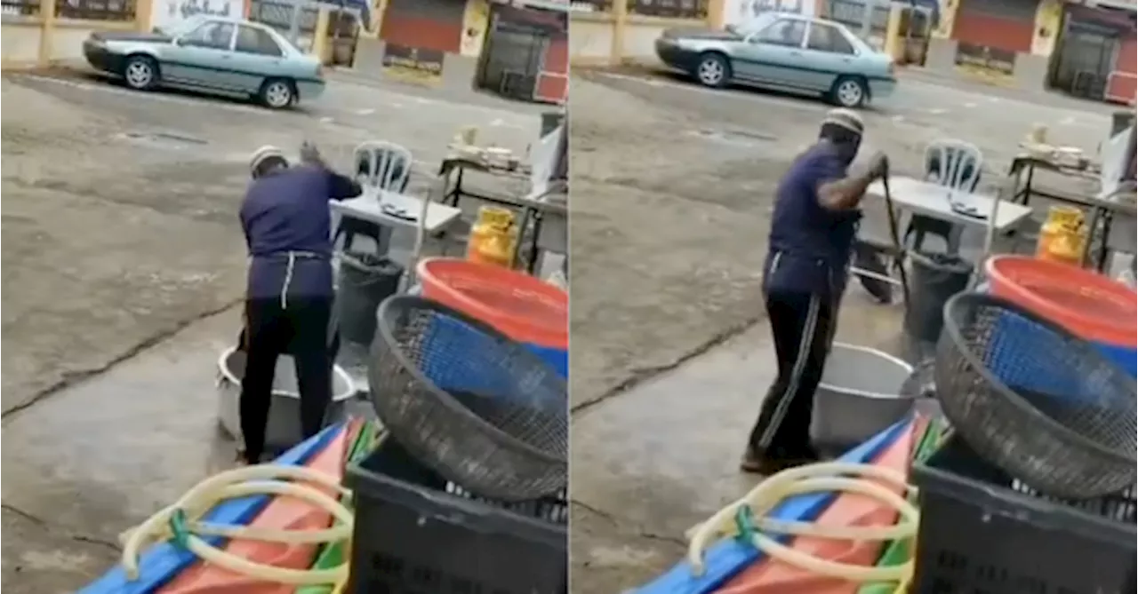 Mamak Closed For 14 Days After Video Of Worker Cleaning Pot With Broom Goes Viral